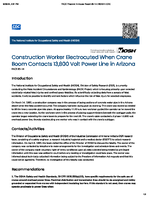 Construction Worker Electrocuted When Crane Boom Contacts 13800 Volt Power Line in Arizona FACE 8514