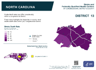 NC Congressional District 13 Stroke and Federally Qualified Health Centers Map 118th Congress