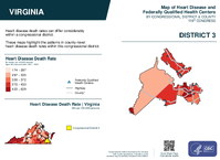 VA Congressional District 03 Heart Disease and Federally Qualified Health Centers Map 119th Congress