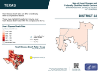 TX Congressional District 32 Heart Disease and Federally Qualified Health Centers Map 119th Congress