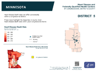 MN Congressional District 05 Heart Disease and Federally Qualified Health Centers Map 118th Congress