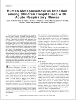 Human Metapneumovirus Infection among Children Hospitalized with Acute Respiratory Illness