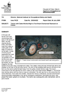 Tractor with Cable Hitched High to Tow Brush Overturned Rearward on Farmer