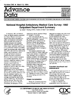 National Hospital Ambulatory Medical Care Survey 1992 Outpatient Department Summary