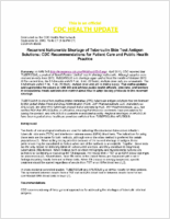 Recurrent Nationwide Shortage of Tuberculin Skin Test Antigen Solutions CDC Recommendations for Patient Care and Public Health Practice September 04 2013 1300 ET 100 PM ET