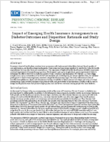 Impact of Emerging Health Insurance Arrangements on Diabetes Outcomes and Disparities Rationale and Study Design