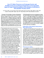 Use of 13Valent Pneumococcal Conjugate Vaccine and 23Valent Pneumococcal Polysaccharide Vaccine Among Adults Aged 65 Years Recommendations of the Advisory Committee on Immunization Practices ACIP