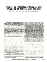Imported Infectious Disease and Purpose of Travel Switzerland