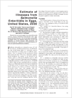 Estimate of Illnesses from Salmonella Enteritidis in Eggs United States 2000