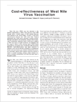 Costeffectiveness of West Nile Virus Vaccination