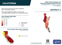 CA Congressional District 02 Heart Disease and Federally Qualified Health Centers Map 119th Congress