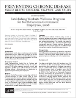 Establishing Worksite Wellness Programs for North Carolina Government Employees 2008