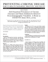 SelfReported Prevalence of Chronic Diseases and Their Relation to Selected Sociodemographic Variables A Study in INDEPTH Asian Sites 2005