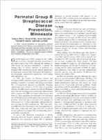 Perinatal Group B Streptococcal Disease Prevention Minnesota