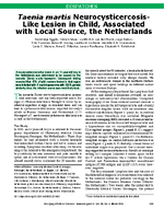 Taenia martis NeurocysticercosisLike Lesion in Child Associated with Local Source the Netherlands
