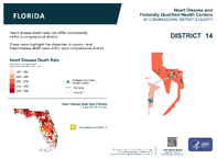 FL Congressional District 14 Heart Disease and Federally Qualified Health Centers Map 118th Congress