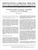 Worksite Health Promotion Principles Resources and Challenges
