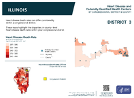 IL Congressional District 03 Heart Disease and Federally Qualified Health Centers Map 118th Congress