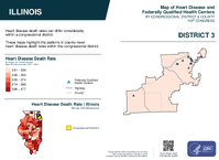 IL Congressional District 03 Heart Disease and Federally Qualified Health Centers Map 119th Congress
