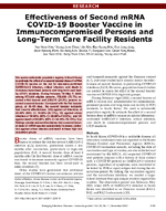Effectiveness of Second mRNA COVID19 Booster Vaccine in Immunocompromised Persons and LongTerm Care Facility Residents