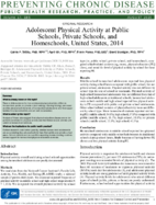 Adolescent Physical Activity at Public Schools Private Schools and Homeschools United States 2014