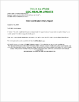 HAN Coordinators Daily Report September 23 2001 Sunday September 23 2001 030 EDT 1230 PM EDT