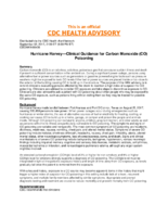 Hurricane Harvey Clinical Guidance for Carbon Monoxide CO Poisoning September 02 2017 2130 ET 930 PM ET