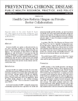 Health Care Reform Hinges on PrivateSector Collaboration