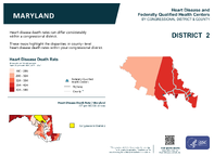 MD Congressional District 02 Heart Disease and Federally Qualified Health Centers Map 118th Congress