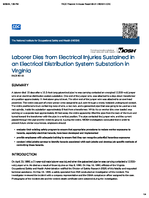 Laborer Dies from Electrical Injuries Sustained in an Electrical Distribution System Substation in Virginia FACE 9031