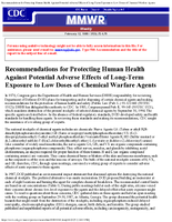 Recommendations for Protecting Human Health Against Potential Adverse Effects of LongTerm Exposure to Low Doses of Chemical Warfare Agents