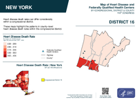 NY Congressional District 16 Heart Disease and Federally Qualified Health Centers Map 119th Congress