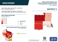 WI Congressional District 05 Heart Disease and Federally Qualified Health Centers Map 119th Congress
