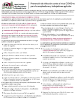 Prevencin de Infeccin Contra el Virus COVID19 Para Los Empleadores Y Trabajadores Agrcolas