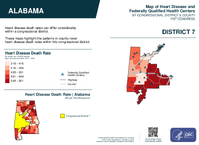 AL Congressional District 07 Heart Disease and Federally Qualified Health Centers Map 119th Congress