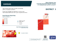 KS Congressional District 03 Heart Disease and Federally Qualified Health Centers Map 118th Congress