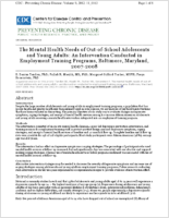 The Mental Health Needs of OutofSchool Adolescents and Young Adults An Intervention Conducted in Employment Training Programs Baltimore Maryland 20072008