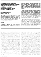 A Comparison Of Low Birth Weight Among Medicaid Patients Of Public Health Departments And Other Providers Of Prenatal Care In North Carolina And Kentucky