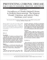 Surveillance of ObesityRelated Policies in Multiple Environments The Missouri Obesity Nutrition and Activity Policy Database 20072009
