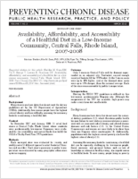 Availability Affordability and Accessibility of a Healthful Diet in a LowIncome Community Central Falls Rhode Island 20072008