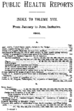 Public Health Reports index to volume XVII from January to June inclusive 1902