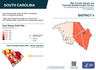 SC Congressional District 04 Heart Disease and Federally Qualified Health Centers Map 119th Congress