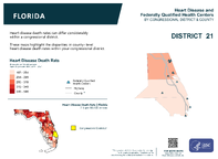 FL Congressional District 21 Heart Disease and Federally Qualified Health Centers Map 118th Congress