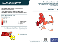 MA Congressional District 09 Heart Disease and Federally Qualified Health Centers Map 119th Congress