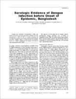 Serologic Evidence of Dengue Infection before Onset of Epidemic Bangladesh