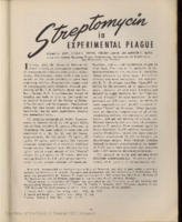 Streptomycin in experimental plague