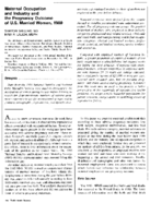 Maternal Occupation and Industry and the Pregnancy Outcome of US Married Women 1980
