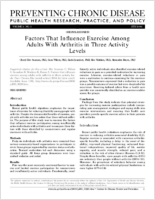 Factors That Influence Exercise Among Adults With Arthritis in Three Activity Levels