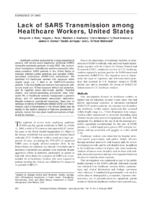 Lack of SARS Transmission among Healthcare Workers United States