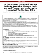 Acinetobacter baumannii among Patients Receiving Glucocorticoid Aerosol Therapy during Invasive Mechanical Ventilation China